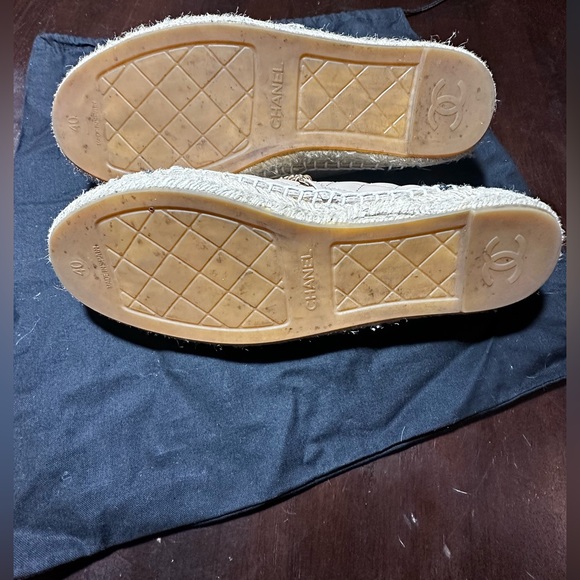 Pink/tan and black pleated pleather espadrilles size 8.5 - Picture 6 of 8